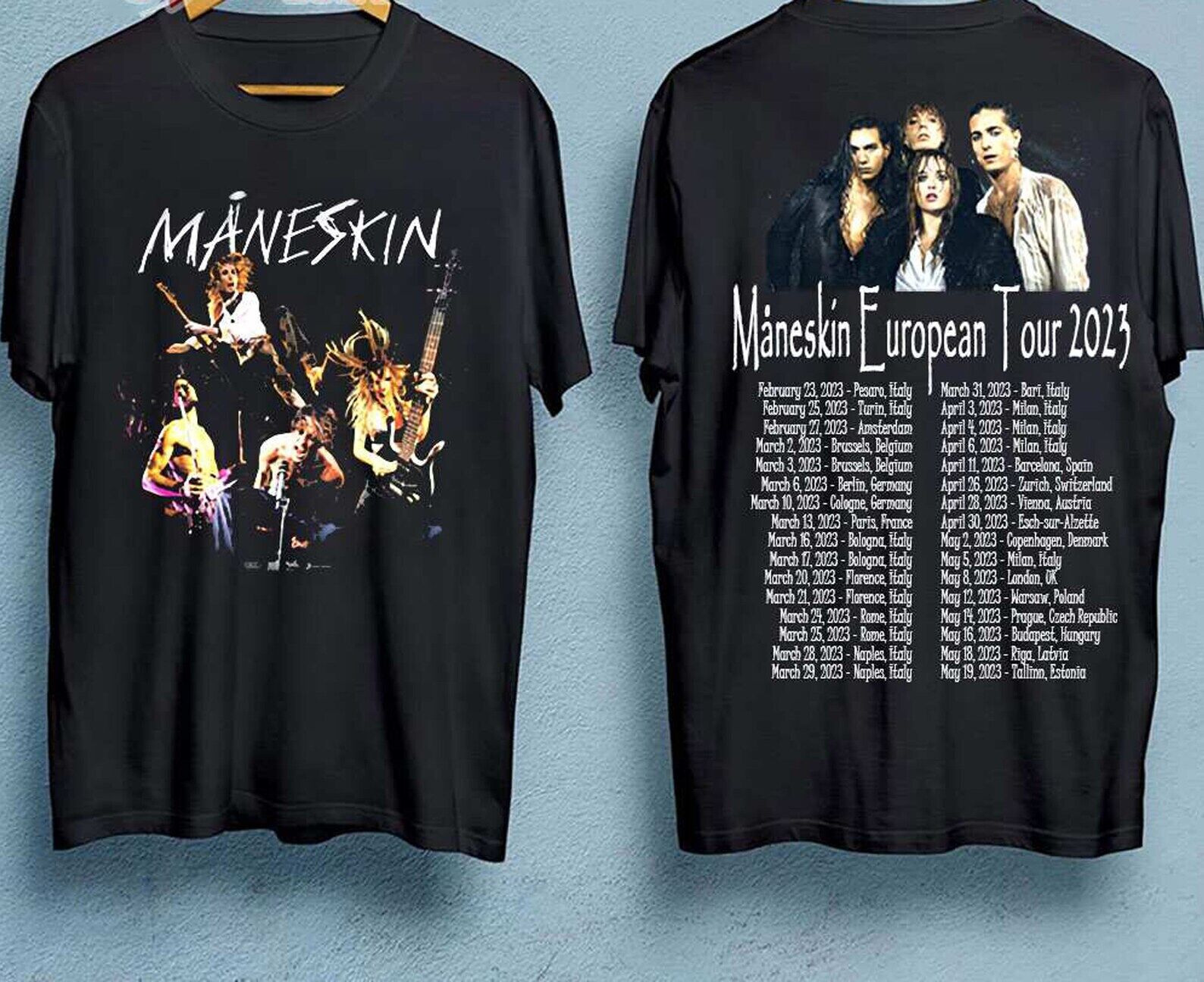 Maneskin T-Shirts - Hot! Loud Kids Europe Tour 23 T-Shirt 