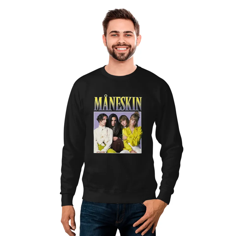 Måneskin Retro Yellow Edition Sweatshirts 2 - Maneskin Shop Måneskin Retro Yellow Edition Sweatshirts - Image 2