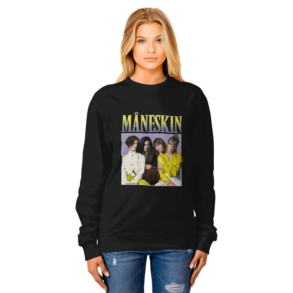 Måneskin Retro Yellow Edition Sweatshirts 3 - Maneskin Shop Måneskin Retro Yellow Edition Sweatshirts - Image 3